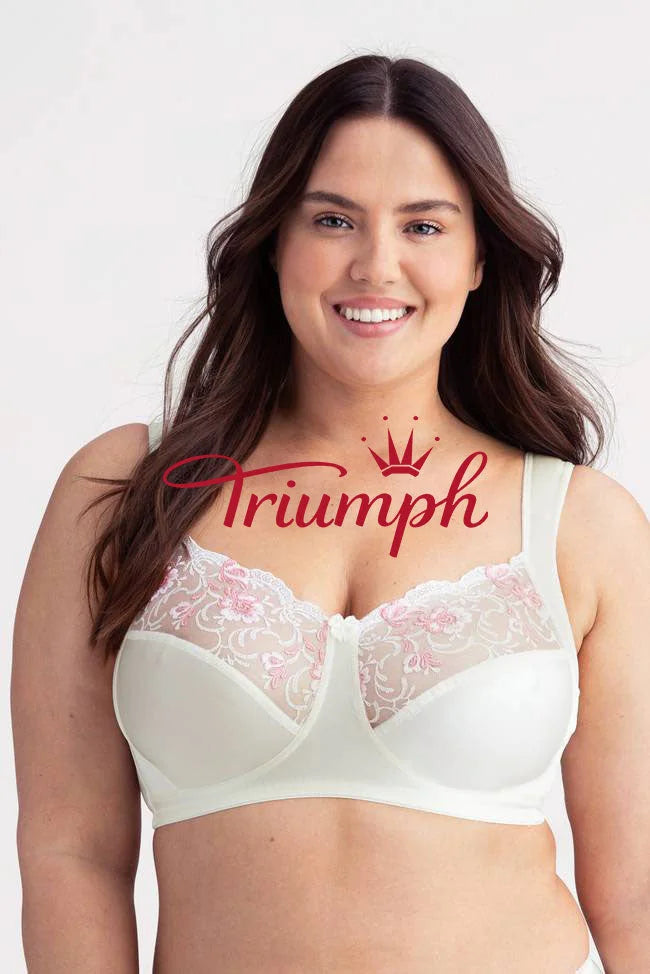 TRIUMPH - 4 pezzi (75A-110F) 💝Reggiseno bianco senza ferretto ricamato✨